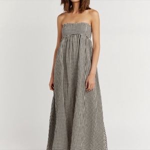 DISSH Gaia Houndstooth Strapless Dress